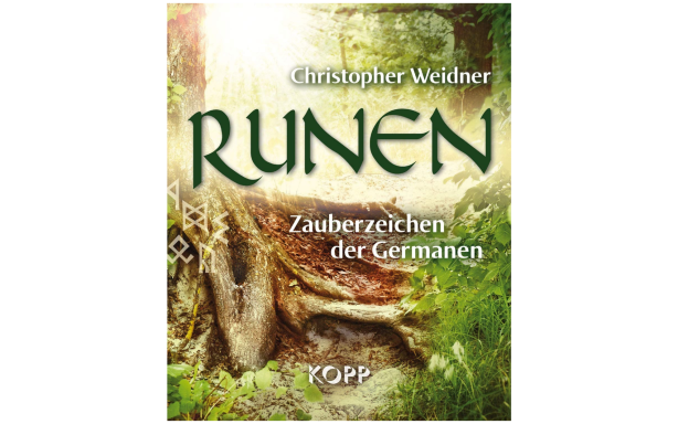 *Runen: Zauberzeichen der Germanen Buchcover mit dem Titel "Runen" in einer mystischen Waldszene.
