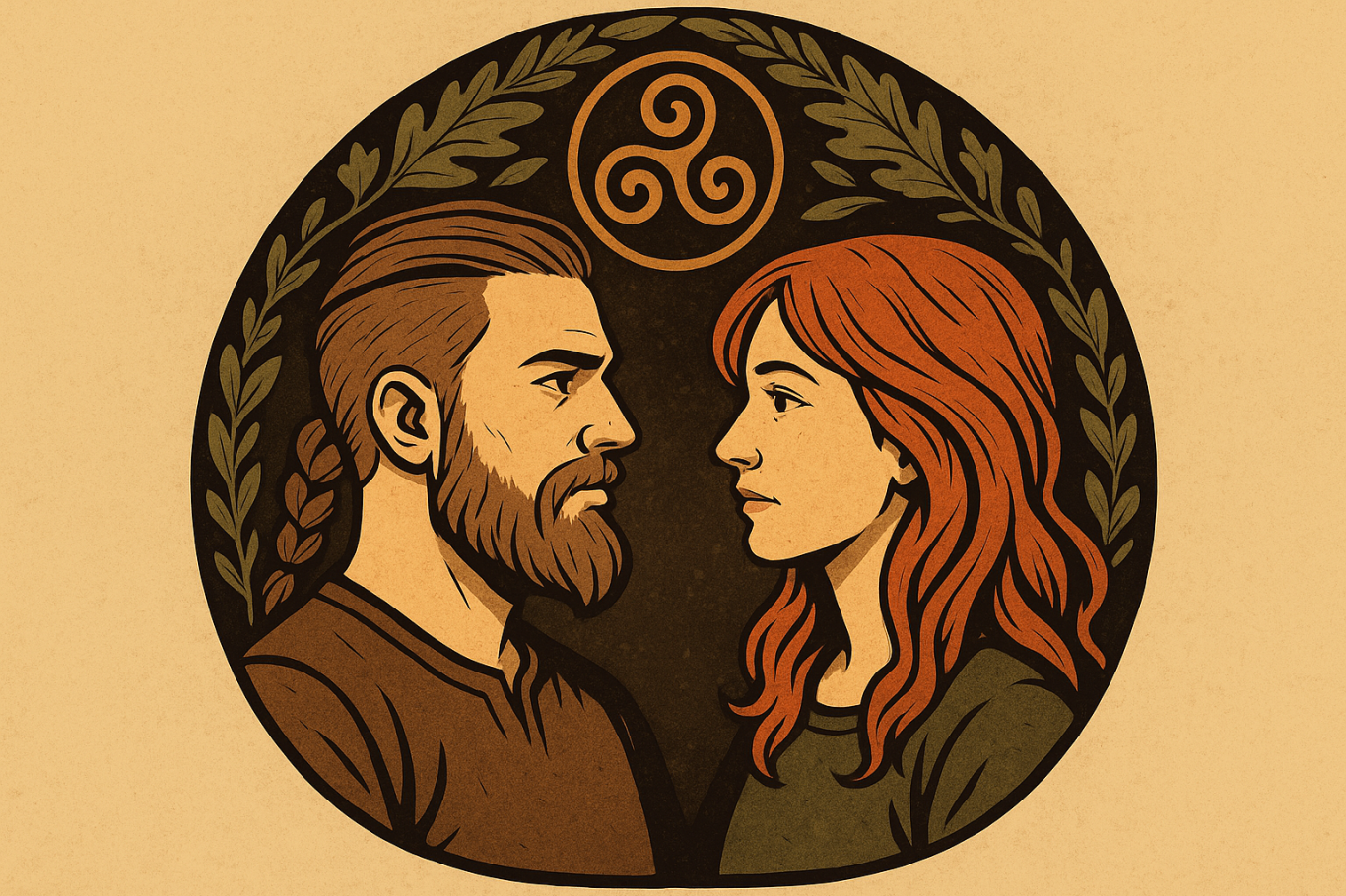 Über Uns Bild Ein Mann und eine Frau lächeln, beide tragen grüne Oberteile.